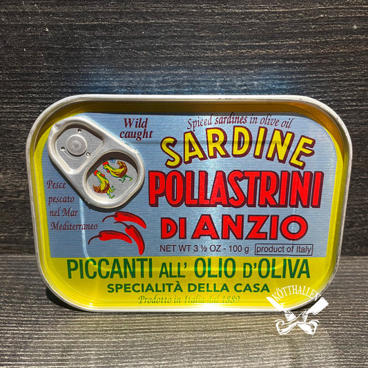 SARDINE PICCANTI ALL’OLIO D’OLIVA, POLLASTRINI DI ANZIO